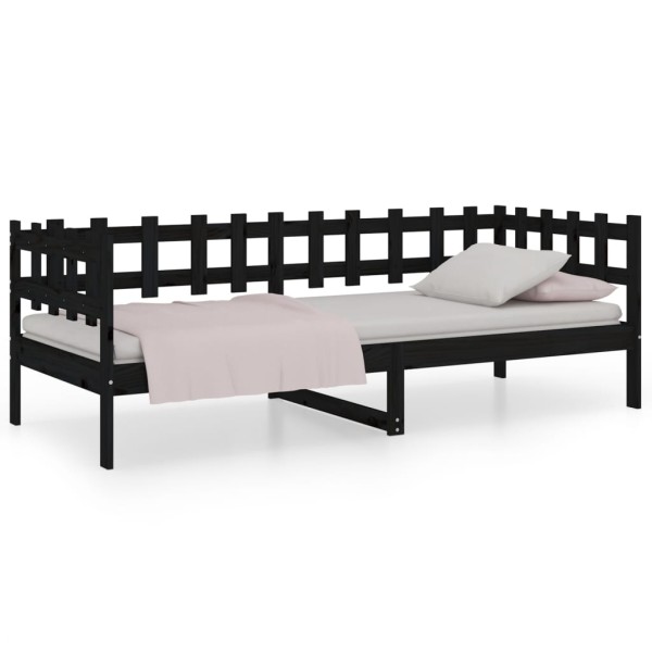 Sofá cama de madera maciza de pino negro 80x200 cm