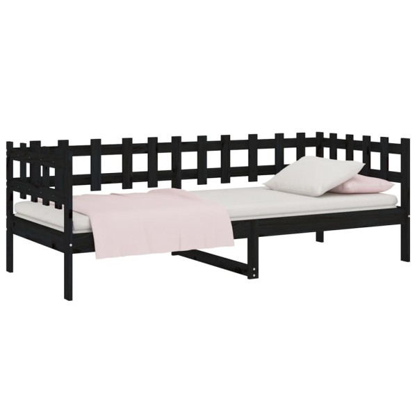 Sofá cama de madera maciza de pino negro 80x200 cm