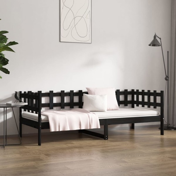 Sofá cama de madera maciza de pino negro 80x200 cm