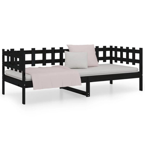 Sofá cama de madera maciza de pino negro 80x200 cm