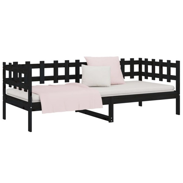 Sofá cama de madera maciza de pino negro 80x200 cm