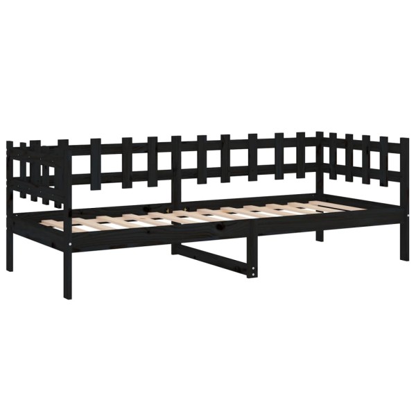 Sofá cama de madera maciza de pino negro 80x200 cm