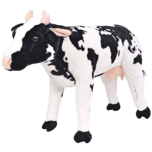 Vaca de peluche de pie negra y blanca XXL