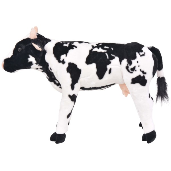 Vaca de peluche de pie negra y blanca XXL