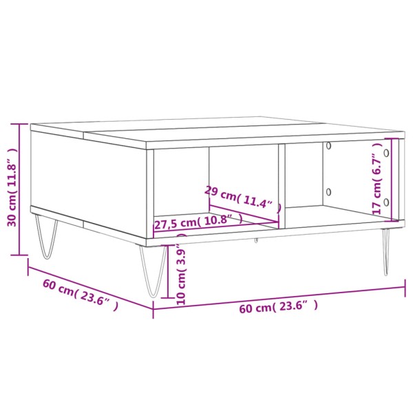 Mesa de centro madera de ingeniería blanco 60x60x30 cm