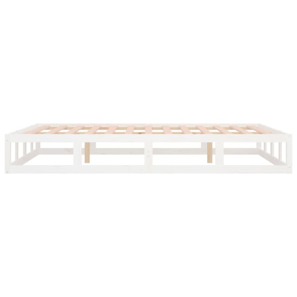 Estructura cama doble pequeña madera maciza blanca 120x190 cm