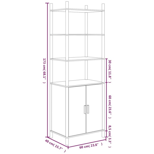 Aparador alto madera contrachapada blanco 60x40x173 cm