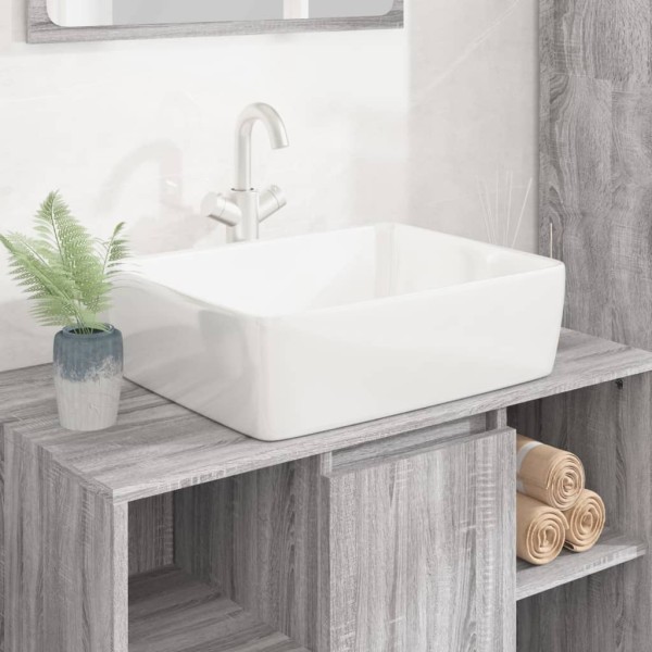 Lavabo rectangular de cerámica blanco 48x37x13 cm