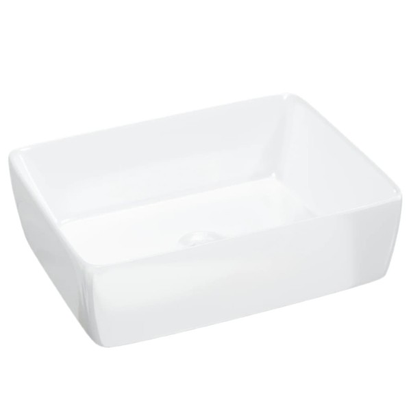 Lavabo rectangular de cerámica blanco 48x37x13 cm