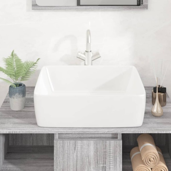 Lavabo rectangular de cerámica blanco 48x37x13 cm