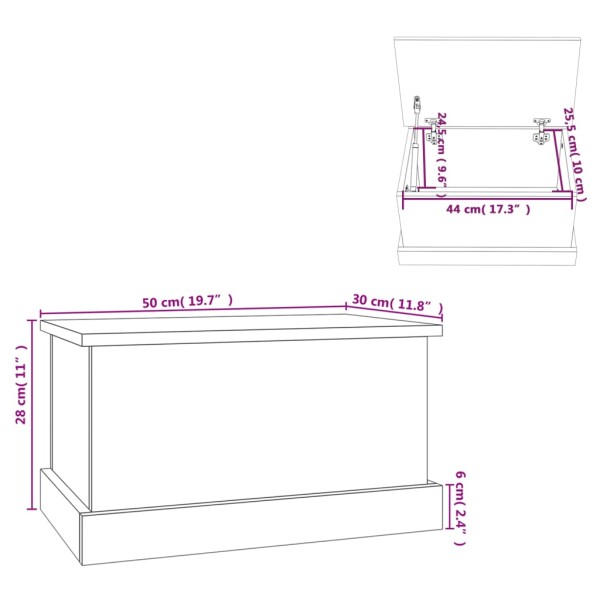 Baúl almacenaje madera contrachapada gris sonoma 50x30x28 cm