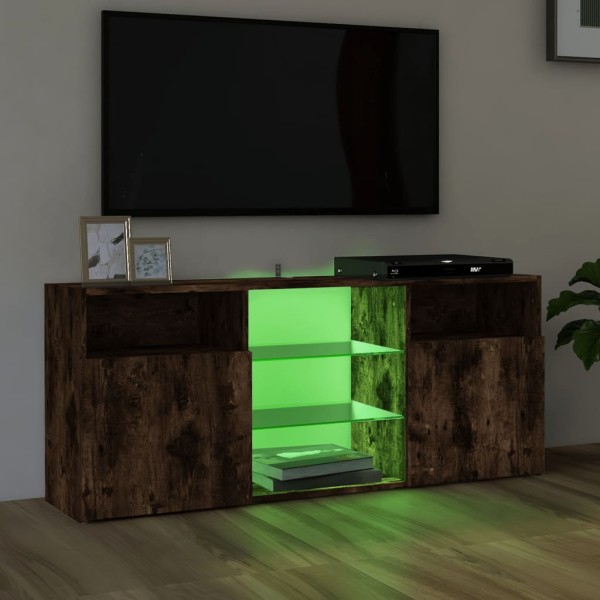 Mueble de TV con luces LED roble ahumado 120x30x50 cm