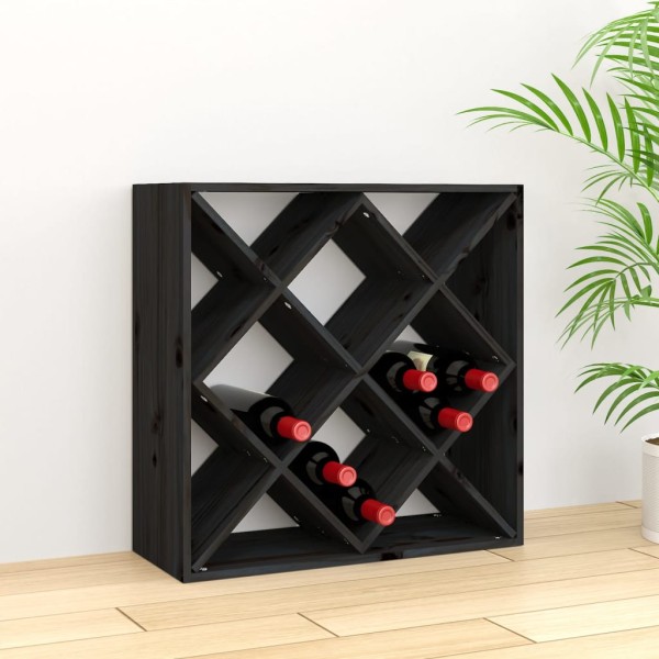 Botellero de madera maciza de pino negro 62x25x62 cm