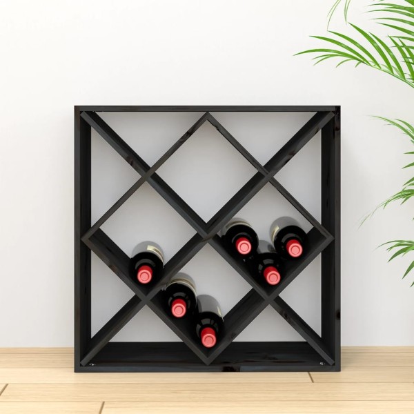 Botellero de madera maciza de pino negro 62x25x62 cm