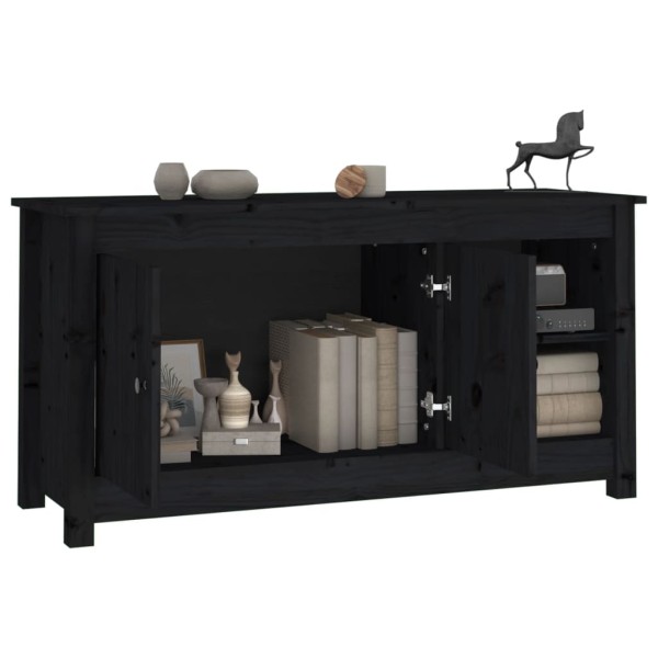 Mueble de TV de madera maciza de pino negro 103x36,5x52 cm