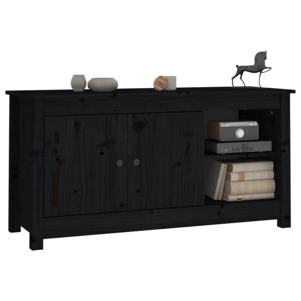 Mueble de TV de madera maciza de pino negro 103x36,5x52 cm