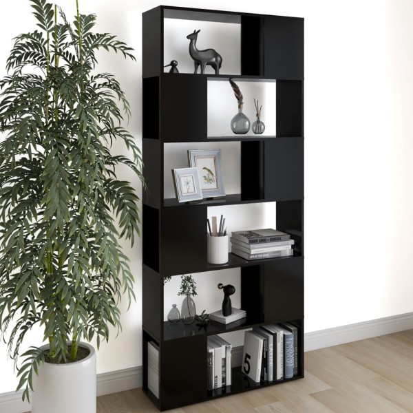 Librería separador madera contrachapada negro 80x24x186 cm