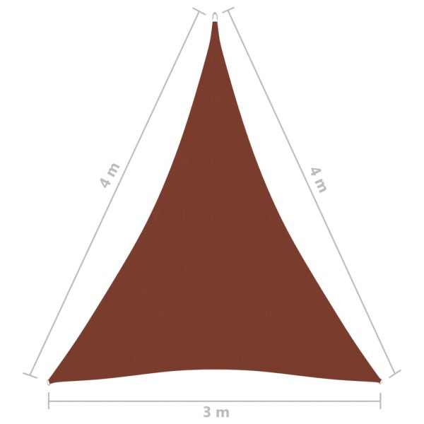 Toldo de vela triangular tela Oxford terracota 3x4x4 m