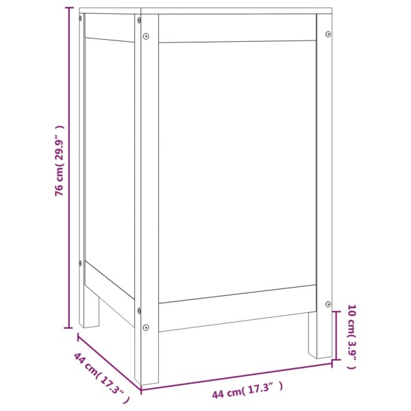 Baúl para la colada madera maciza de pino gris 44x44x76 cm