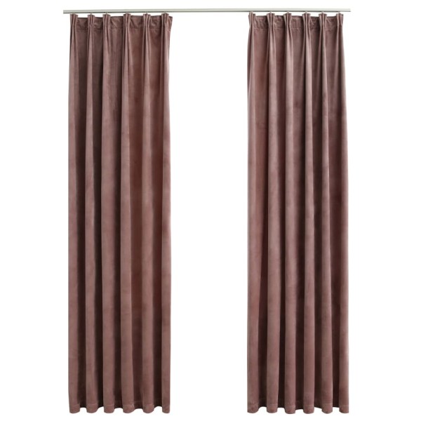 Cortinas opacas ganchos 2 pzas terciopelo rosa viejo 140x245 cm