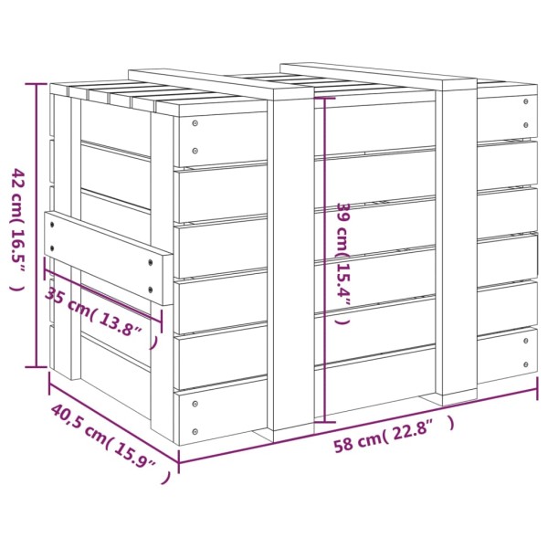 Caja de almacenaje madera maciza de pino 58x40,5x42 cm