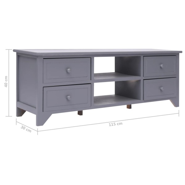 Mueble para TV madera de paulownia gris 115x30x40 cm