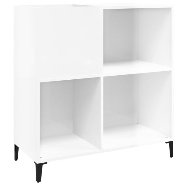 Mueble discos madera contrachapada blanco brillo 84,5x38x89 cm