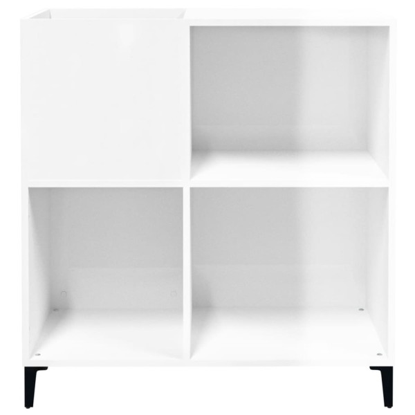 Mueble discos madera contrachapada blanco brillo 84,5x38x89 cm