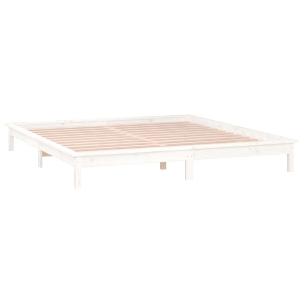 Estructura de cama con LED madera maciza blanca 200x200 cm