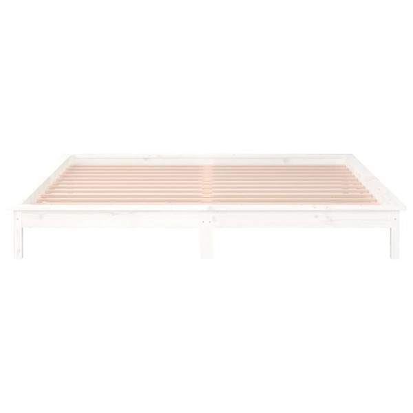 Estructura de cama con LED madera maciza blanca 200x200 cm