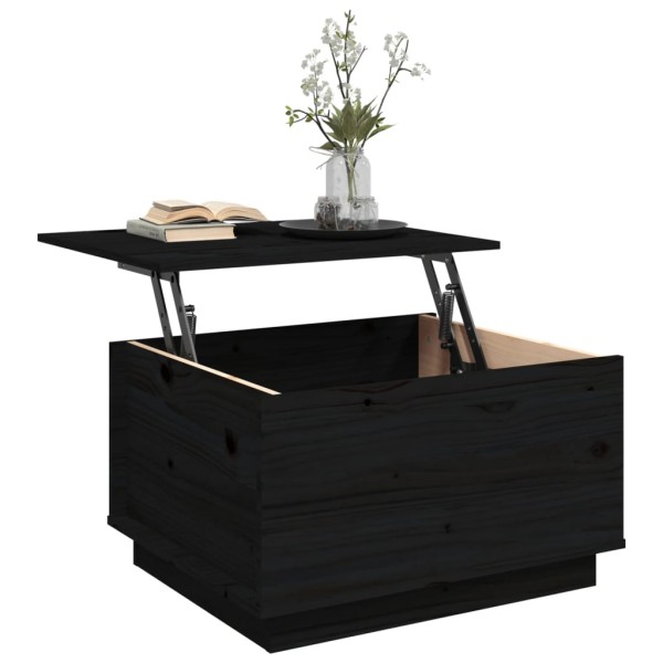 Mesa de centro de madera maciza de pino negro 60x50x35 cm