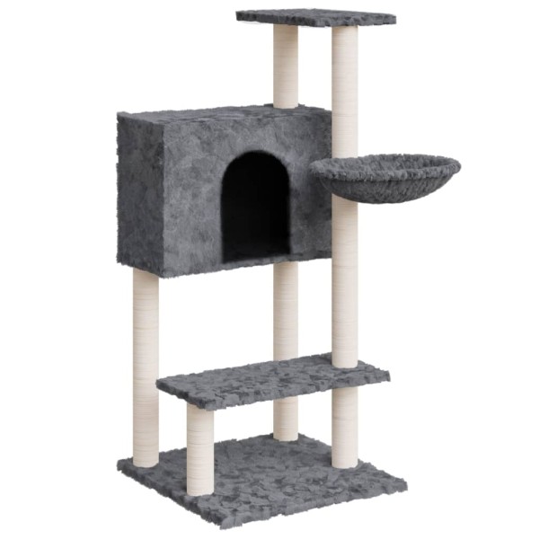 Rascador para gatos con postes de sisal gris oscuro 108,5 cm