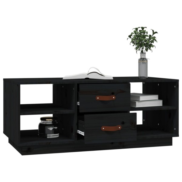 Mesa de centro de madera maciza de pino negro 100x50x41 cm