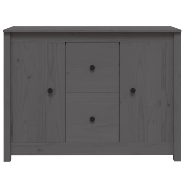 Aparador de madera maciza de pino gris 100x35x74 cm