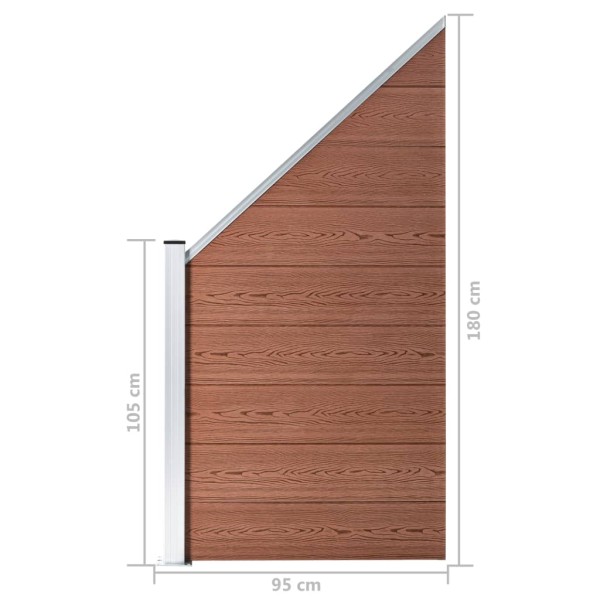 Panel de valla WPC marrón 95x(105-180) cm