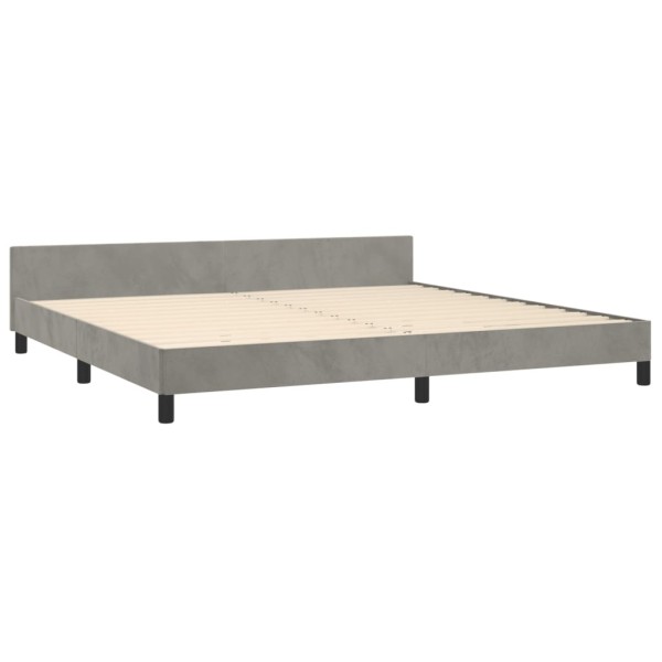 Estructura de cama con cabecero terciopelo gris claro 200x200cm