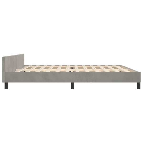 Estructura de cama con cabecero terciopelo gris claro 200x200cm