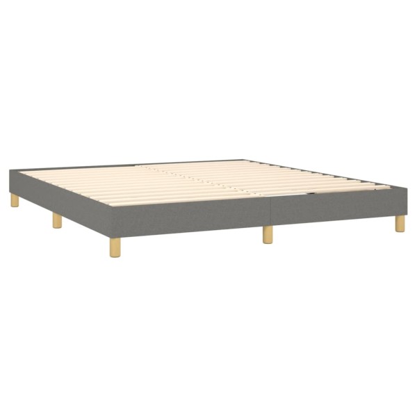 Cama box spring con colchón y LED tela gris oscuro 180x200 cm