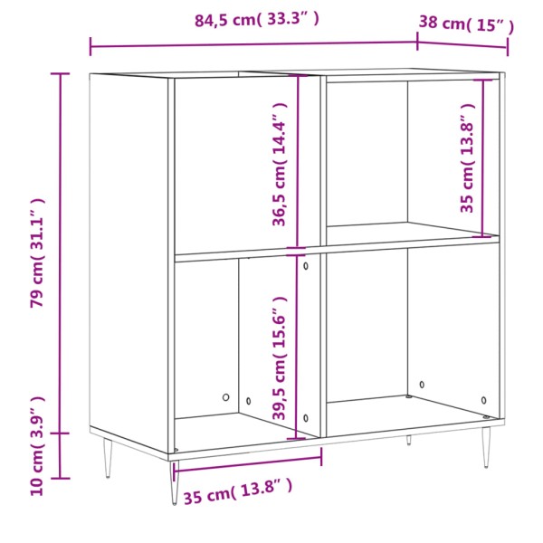 Mueble para discos madera contrachapada blanco 84,5x38x89 cm