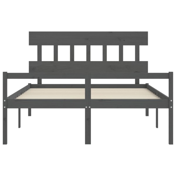 Cama de matrimonio personas mayores cabecero madera maciza gris