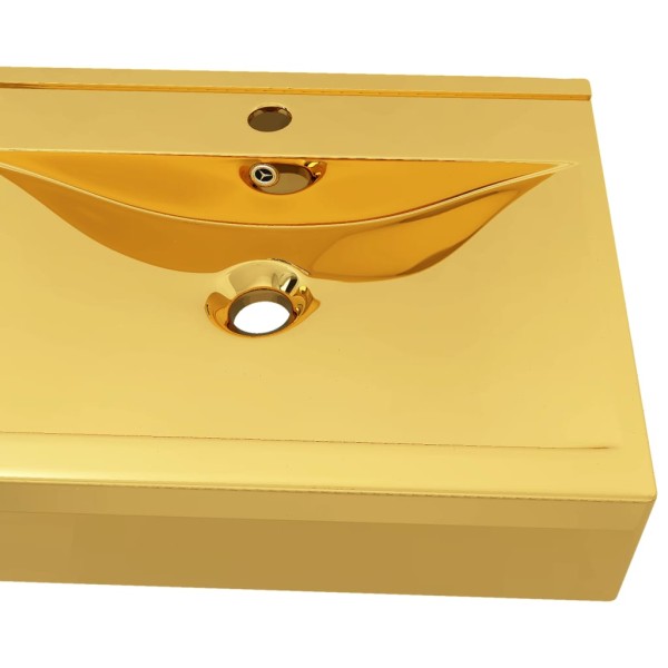 Lavabo con rebosadero 60x46x16 cm cerámica dorado