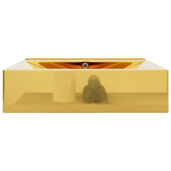 Lavabo con rebosadero 60x46x16 cm cerámica dorado