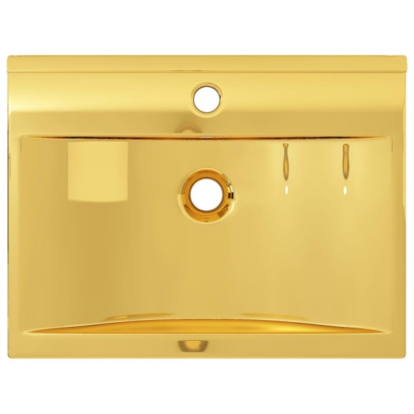 Lavabo con rebosadero 60x46x16 cm cerámica dorado