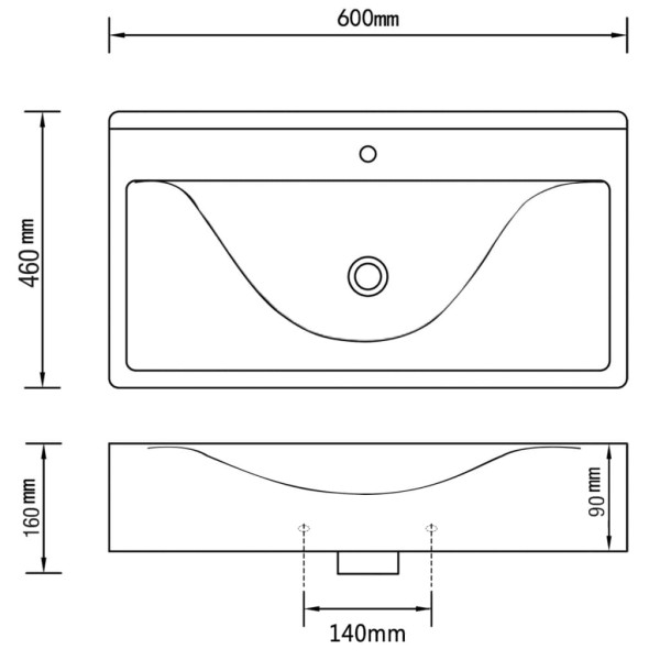 Lavabo con rebosadero 60x46x16 cm cerámica dorado