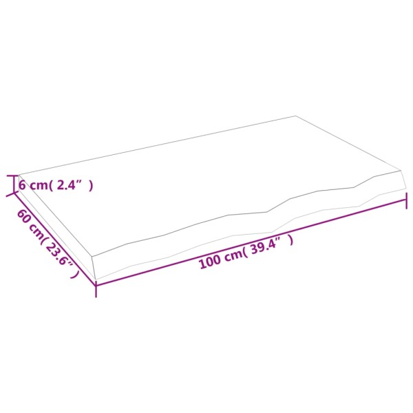 Estante de pared madera maciza roble sin tratar 100x60x(2-6) cm