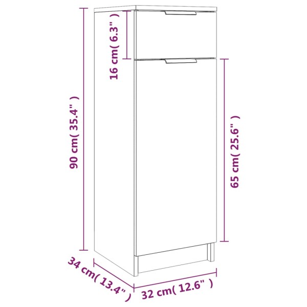 Armario de baño madera contrachapada roble Sonoma 32x34x90 cm