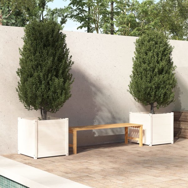 Jardineras 2 uds madera maciza de pino blanco 60x60x40 cm