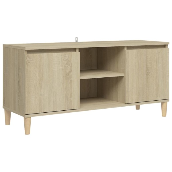 Mueble de TV patas madera maciza roble Sonoma 103,5x35x50 cm