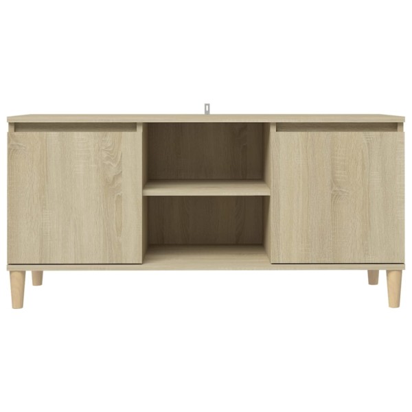 Mueble de TV patas madera maciza roble Sonoma 103,5x35x50 cm