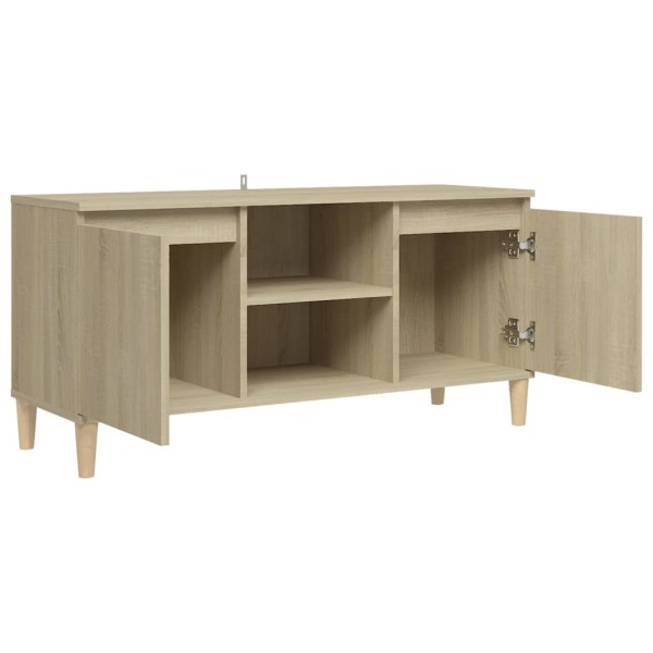 Mueble de TV patas madera maciza roble Sonoma 103,5x35x50 cm